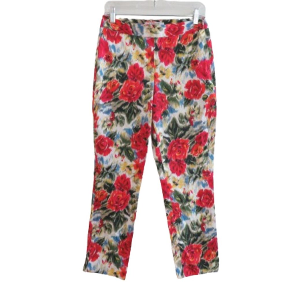 L.K. BENNETT TR Issie Bright Floral Cottagecore Capri Cropped Pants - Size US 4 - Picture 1 of 13
